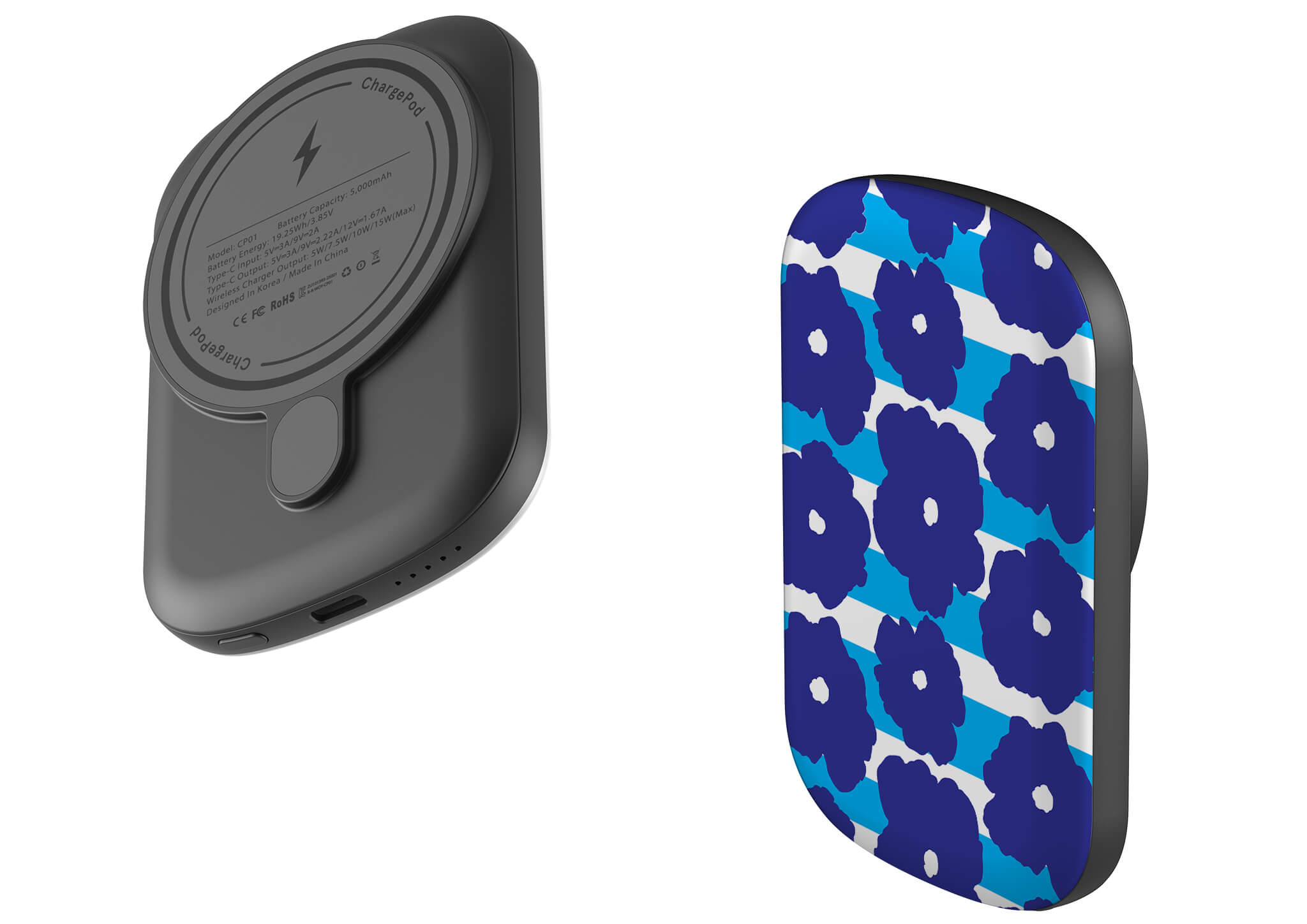 Bold Floral Blue MagSafe CHARGEPOD — Finnaij