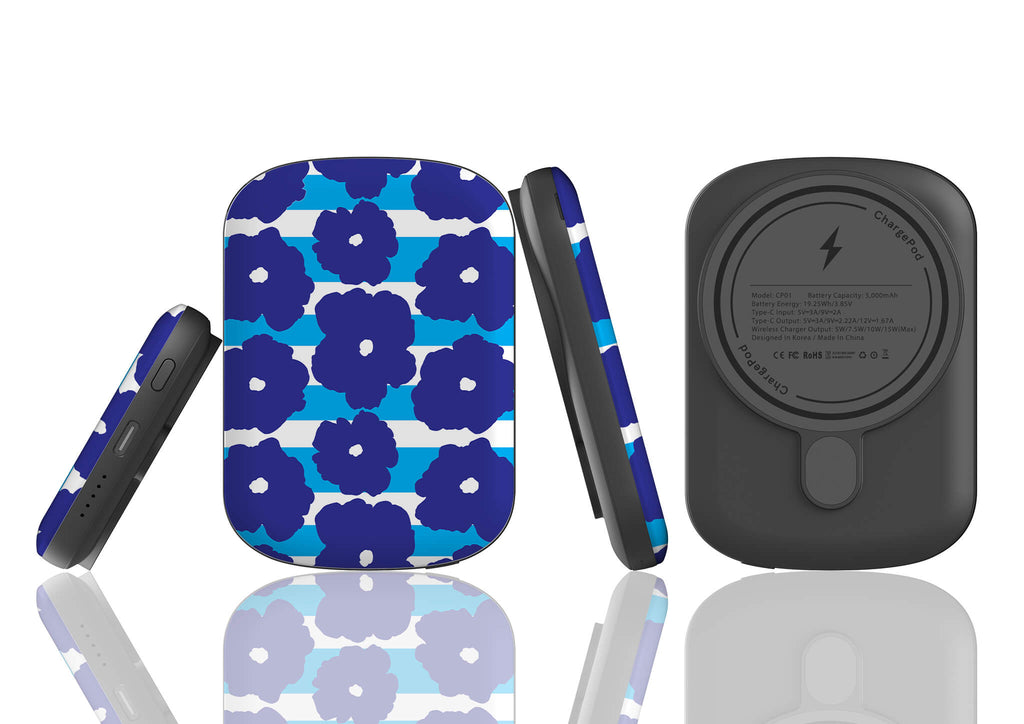 Bold Floral Blue MagSafe CHARGEPOD — Finnaij