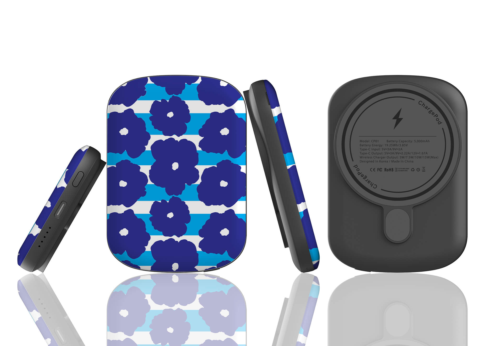 Bold Floral Blue MagSafe CHARGEPOD — Finnaij