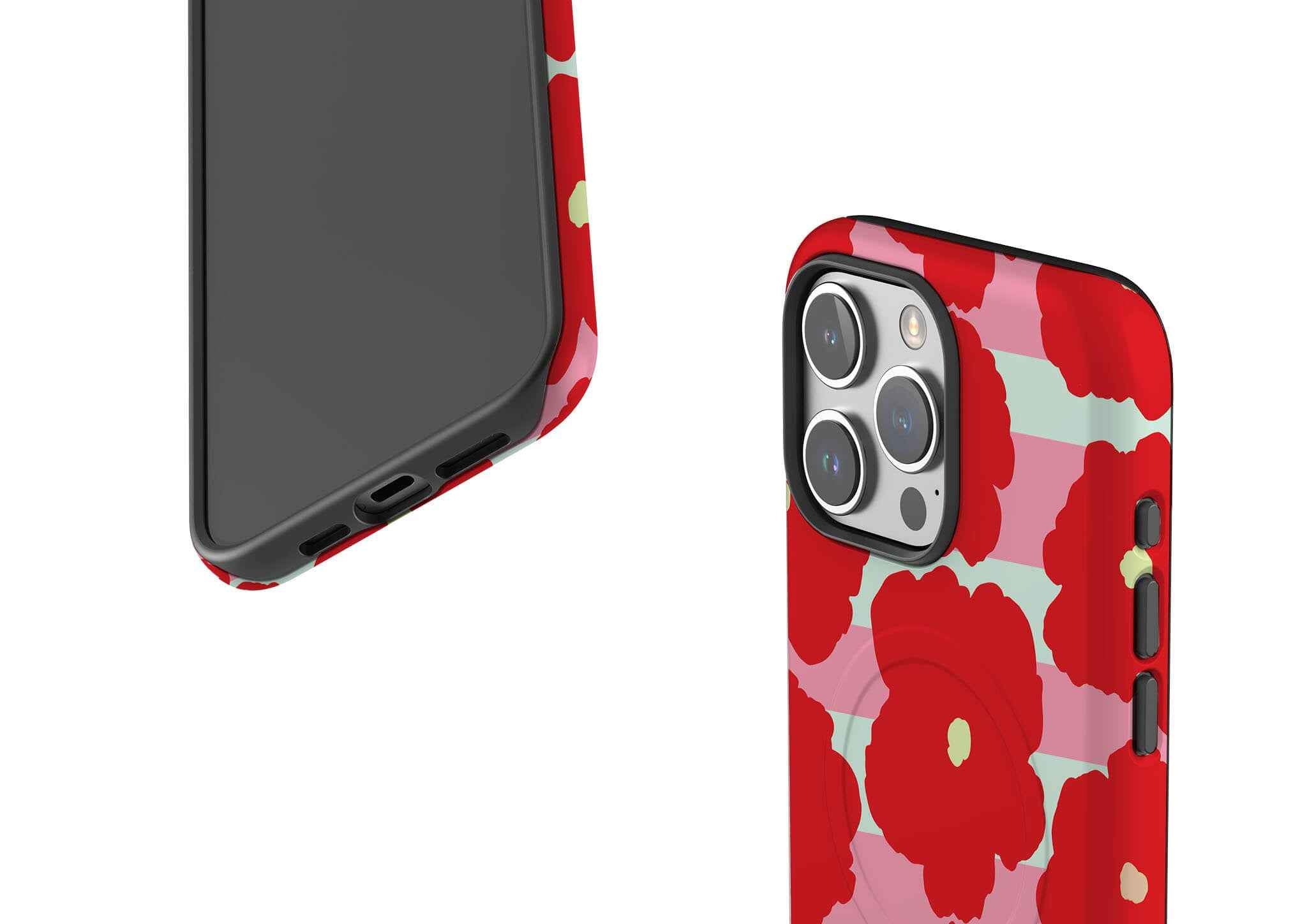 Bold Floral Magsafe Tough Case for iPhone — Angle Detail — Finnaij