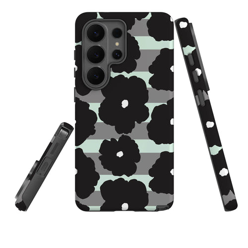 Bold Floral Black — Tough Case for Samsung — Three Quarter — Finnaij