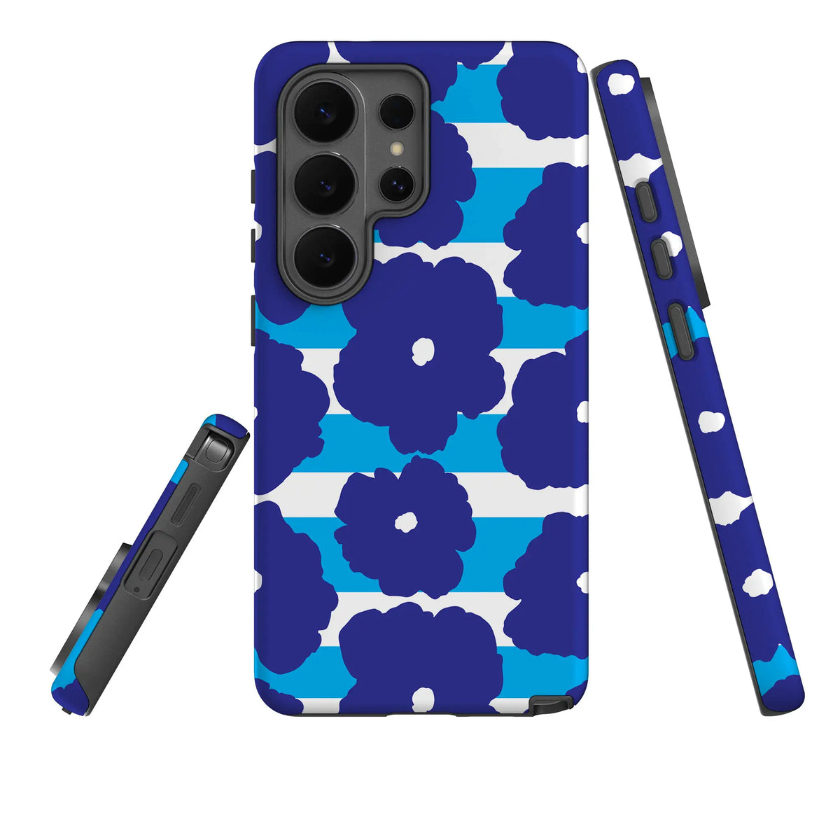 Bold Floral Blue — Tough Case for Samsung — Three Quarter — Finnaij