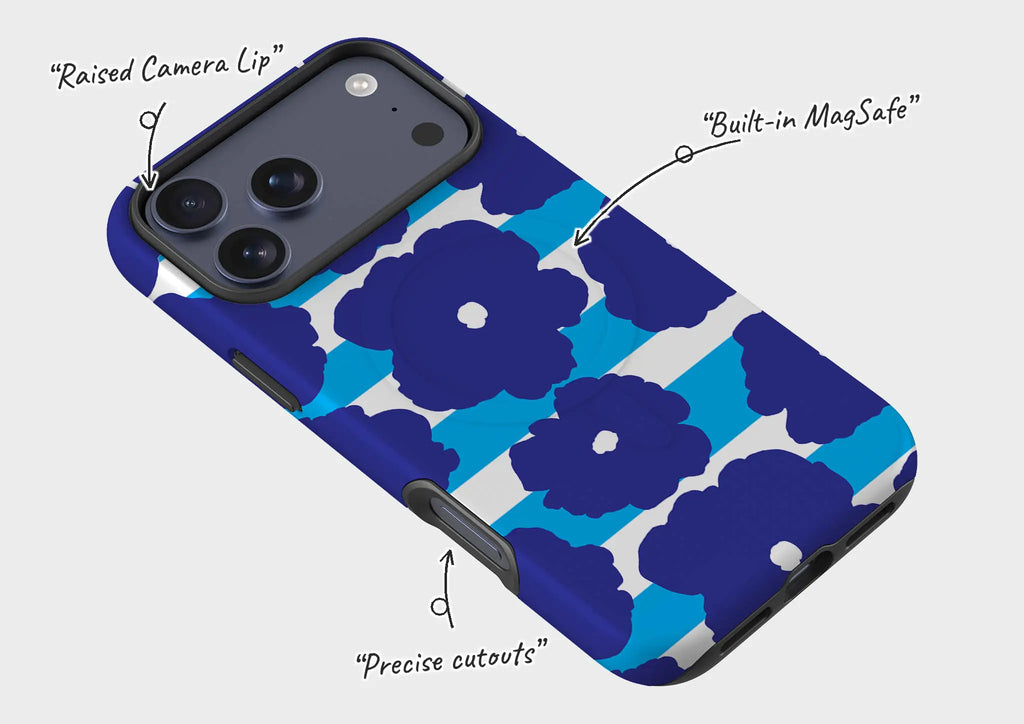 Bold Floral Blue — Magsafe Tough Case for iPhone — Finnaij