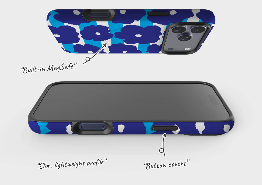 Bold Floral Blue — Magsafe Tough Case for iPhone — Finnaij