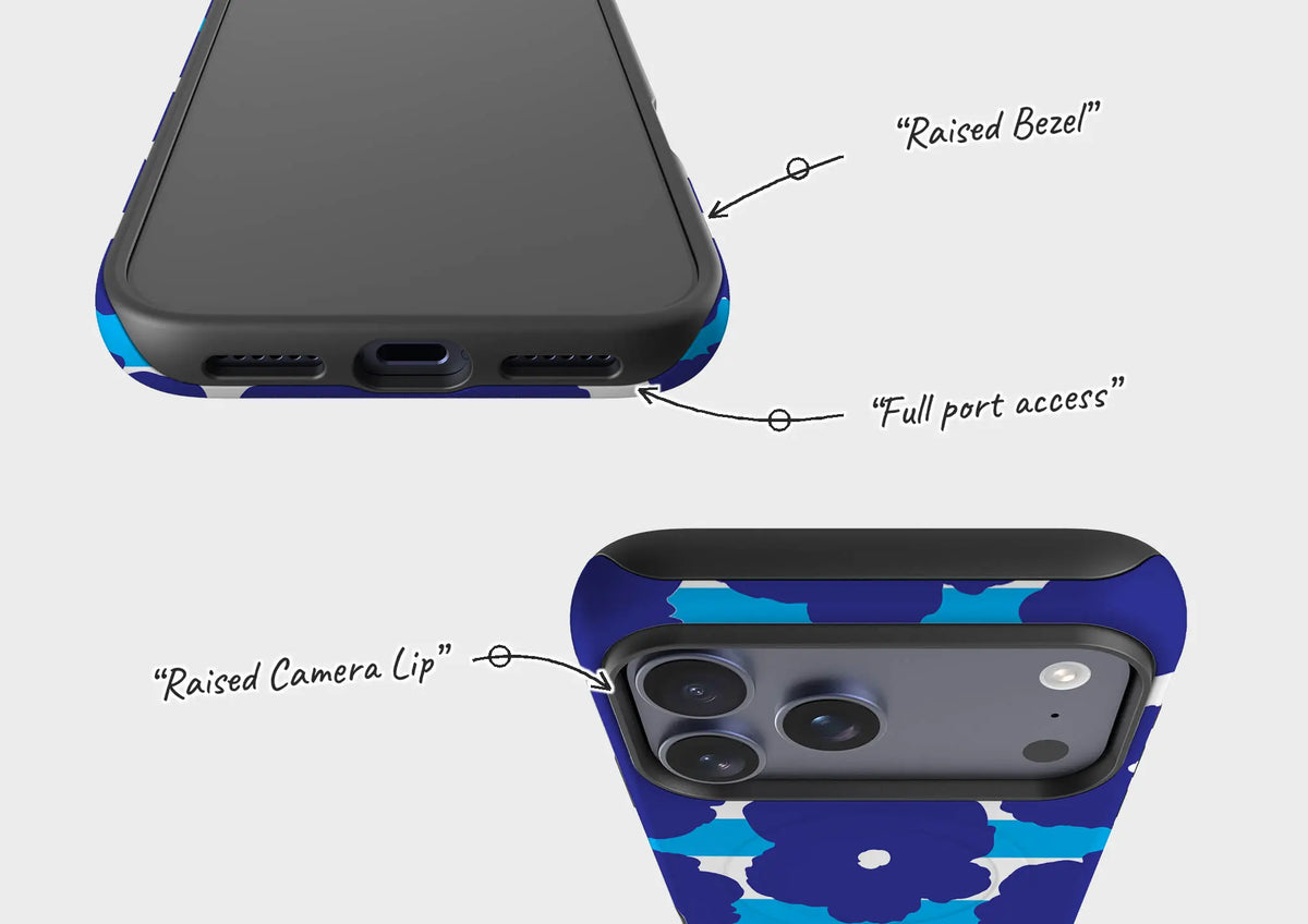 Bold Floral Blue — Magsafe Tough Case for iPhone — Finnaij