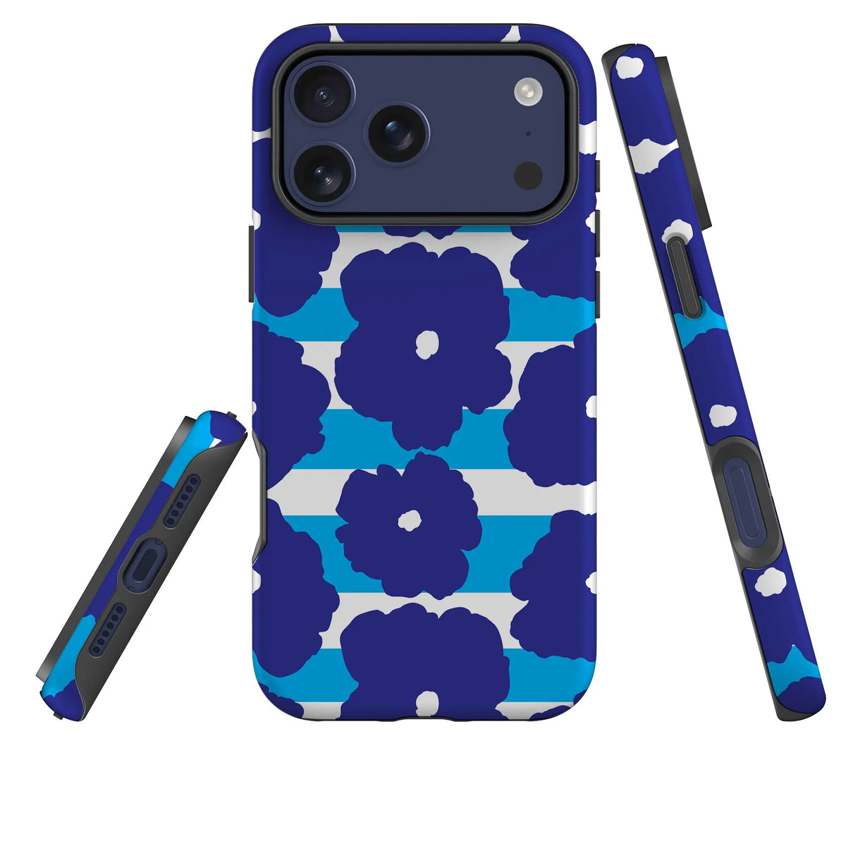 Bold Floral Blue — Tough Case for iPhone — Three Quarter — Finnaij