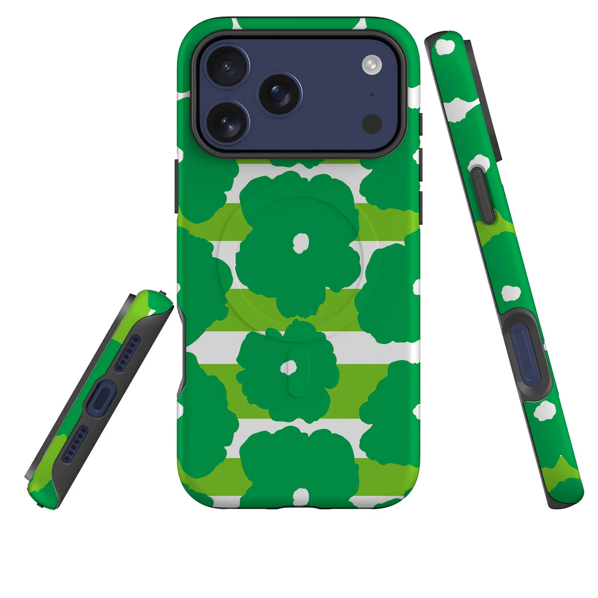 Bold Floral Green — Magsafe Tough Case for iPhone — Three Quarter — Finnaij