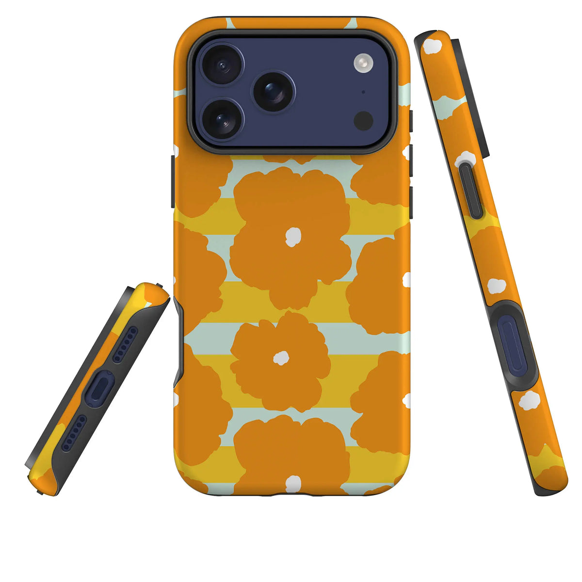 Bold Floral Orange — Tough Case for iPhone — Three Quarter — Finnaij