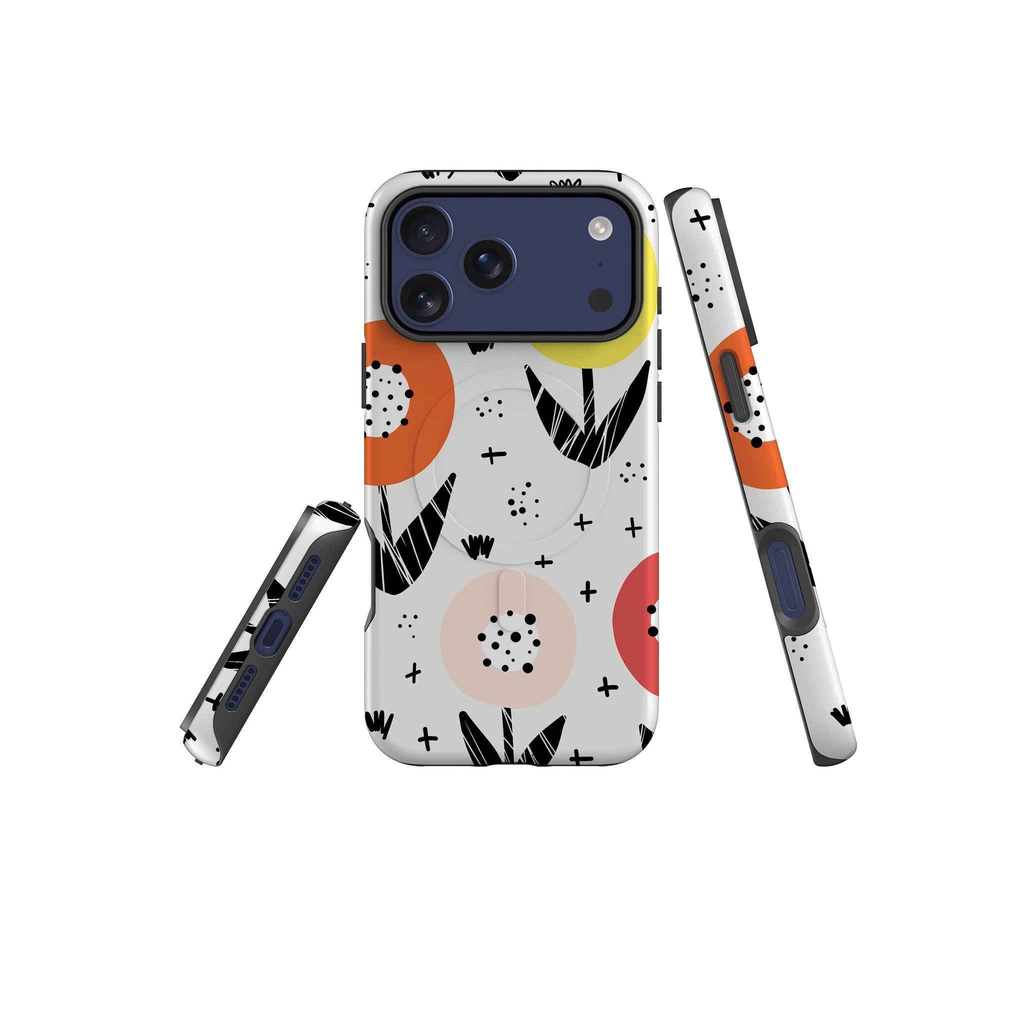 Botanical Doodle — Magsafe Tough Case for iPhone — Three Quarter — Finnaij