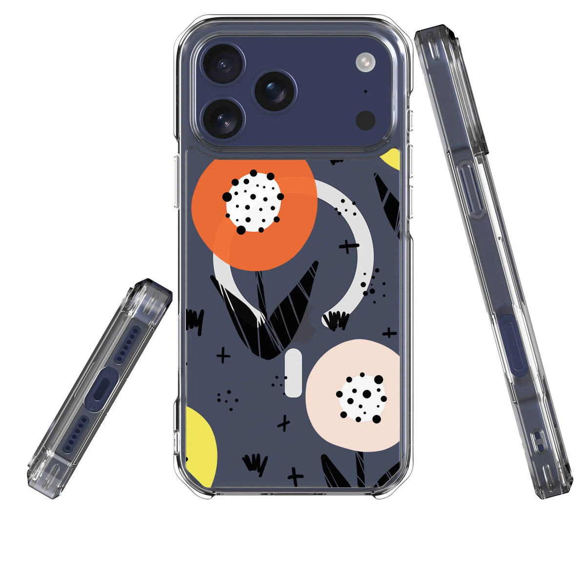 Botanical Doodle — Magsafe Clear Impact Case for iPhone — Three Quarter — Finnaij