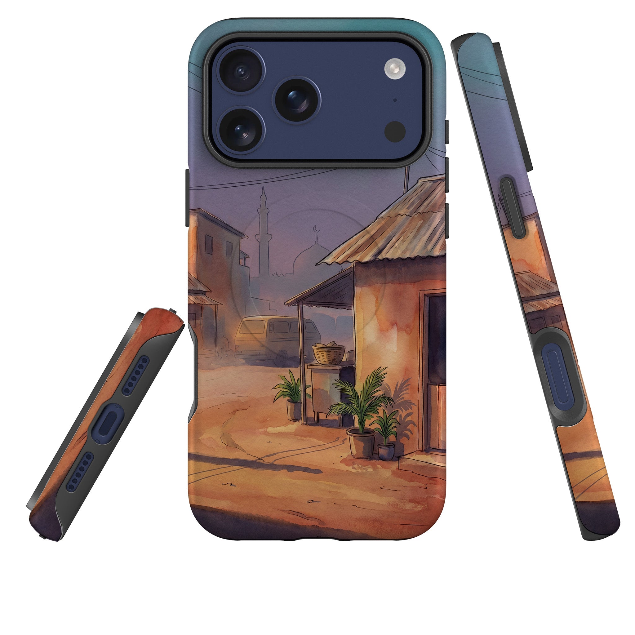 City Edge Quiet Street by Tobi Akinyemi — MagSafe Tough Case for iPhone — Three Quarter — Finnaij