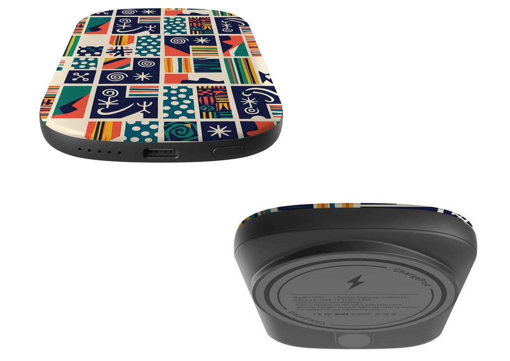 Coastal Indigo Tiles by Ada Okoye — MagSafe CHARGEPOD — Finnaij