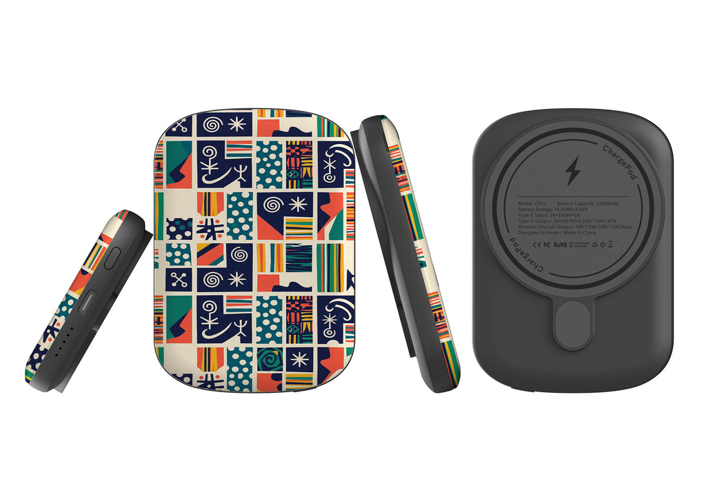 Coastal Indigo Tiles by Ada Okoye — MagSafe CHARGEPOD — Finnaij