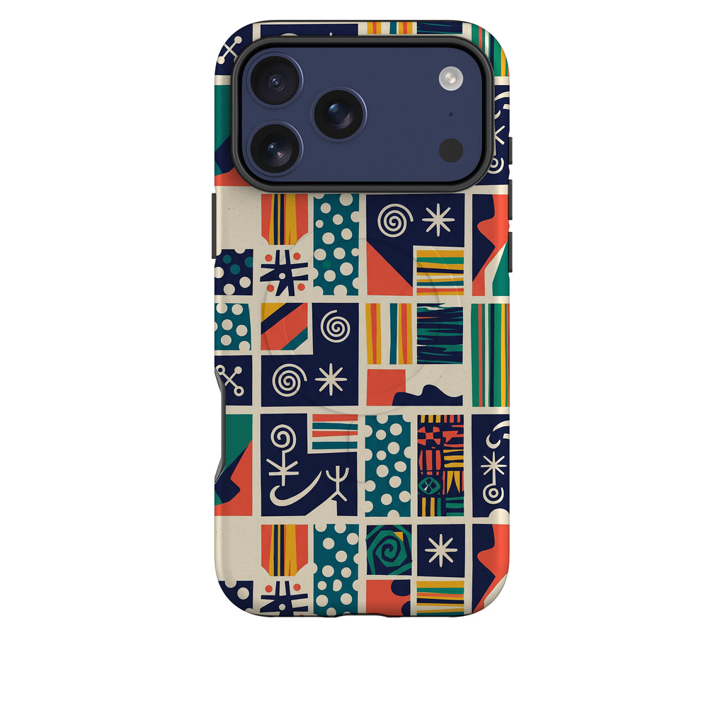 Coastal Indigo Tiles by Ada Okoye MagSafe Tough Case for iPhone — Finnaij
