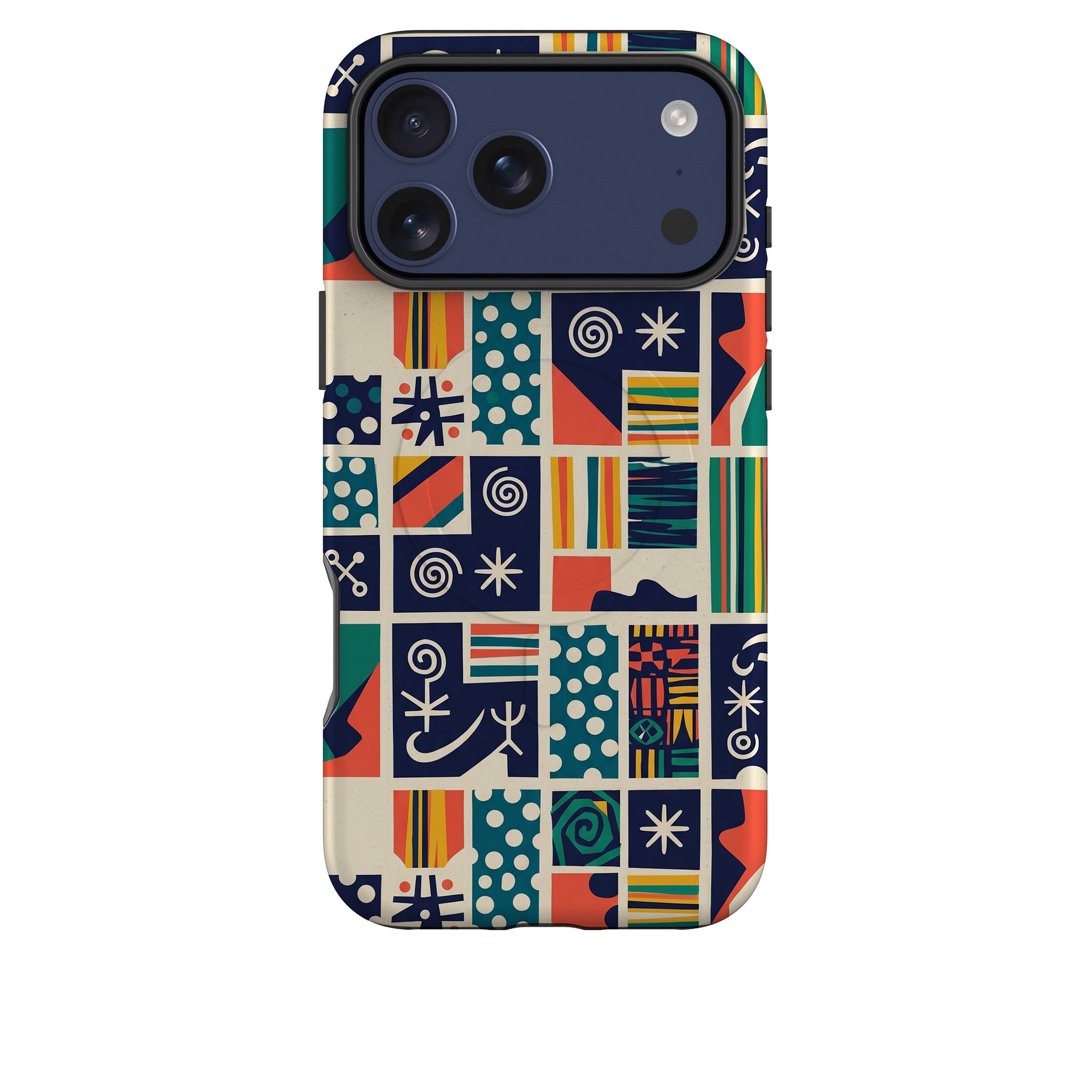 Coastal Indigo Tiles by Ada Okoye MagSafe Tough Case for iPhone — Finnaij