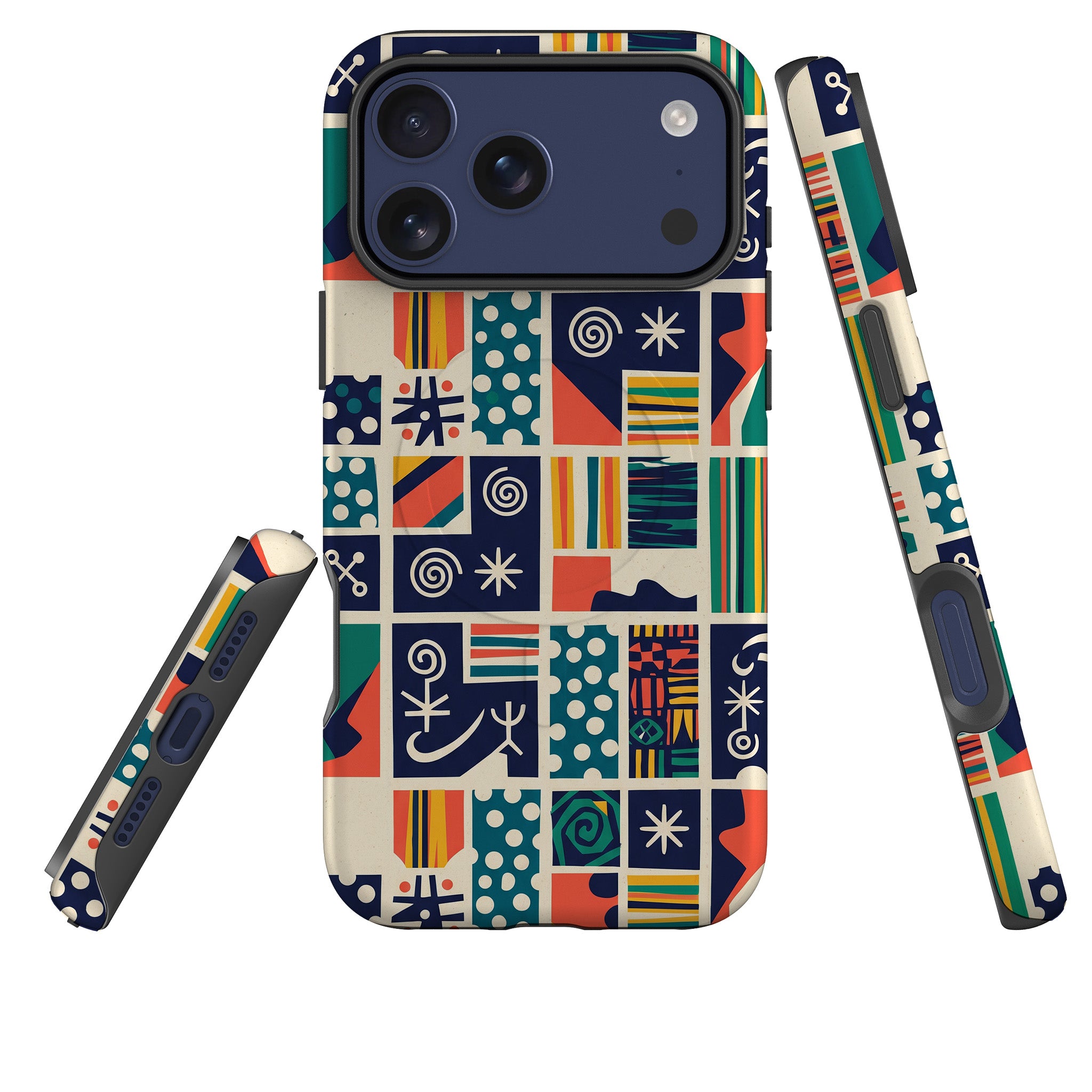 Coastal Indigo Tiles by Ada Okoye MagSafe Tough Case for iPhone — Finnaij