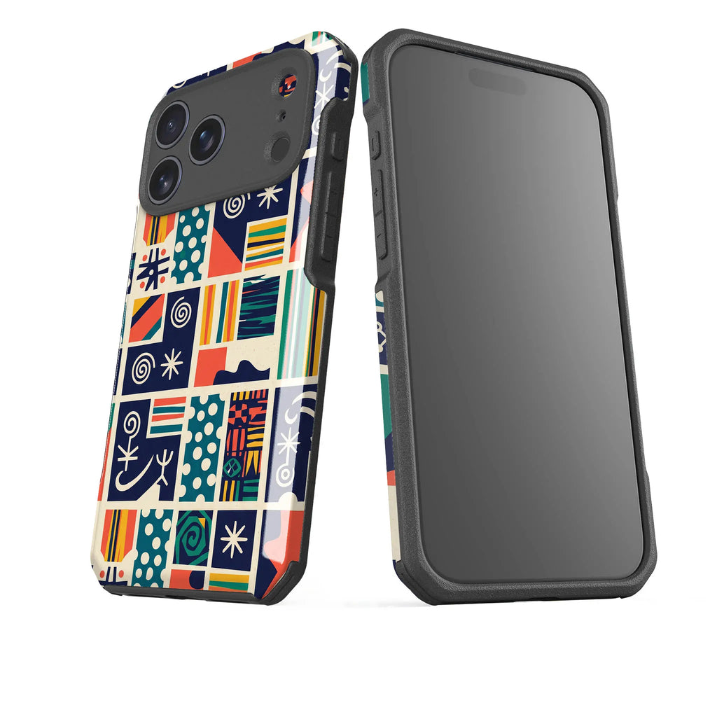 Coastal Indigo Tiles by Ada Okoye — Impact Armour MagSafe Case for iPhone — Finnaij