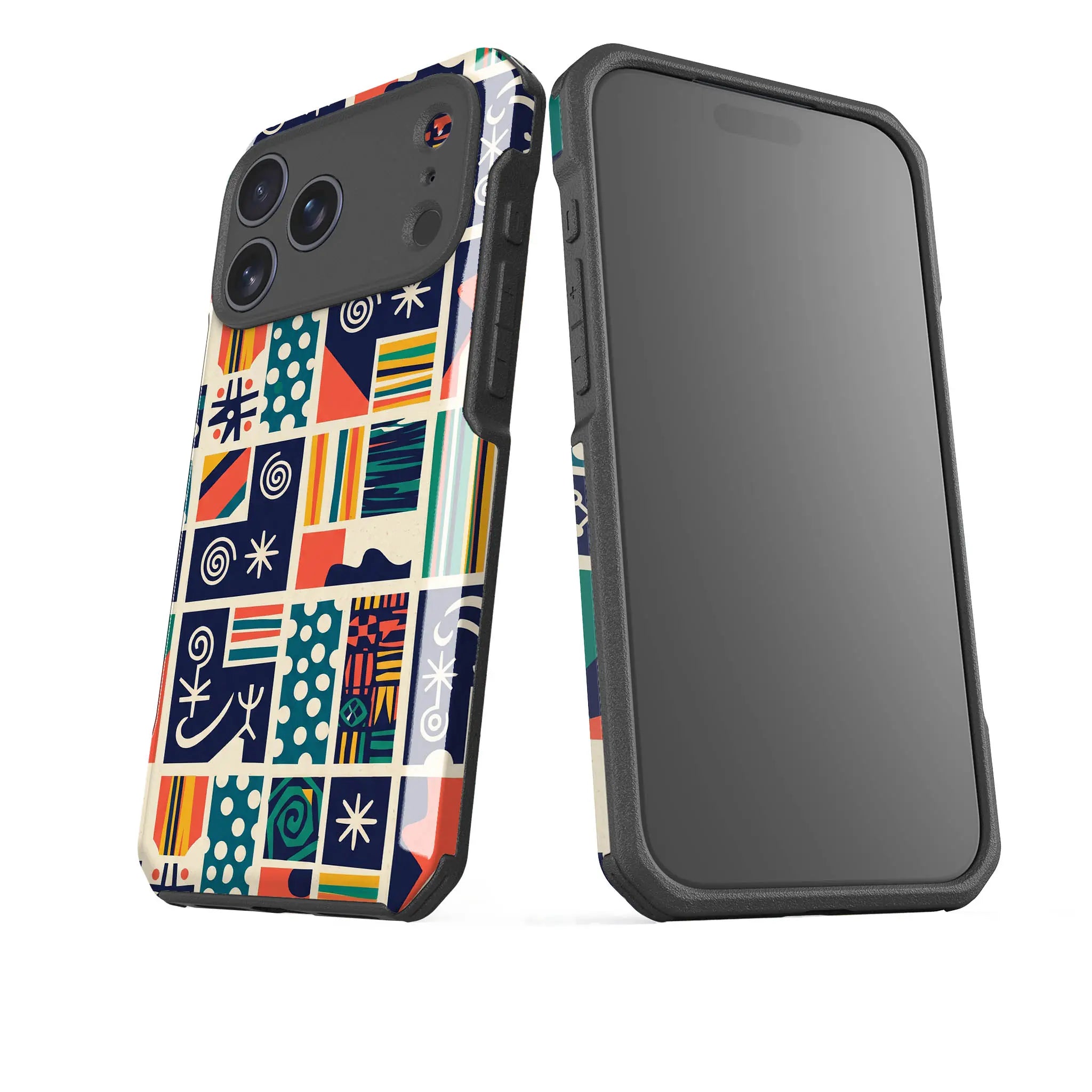 Coastal Indigo Tiles by Ada Okoye — Impact Armour MagSafe Case for iPhone — Finnaij