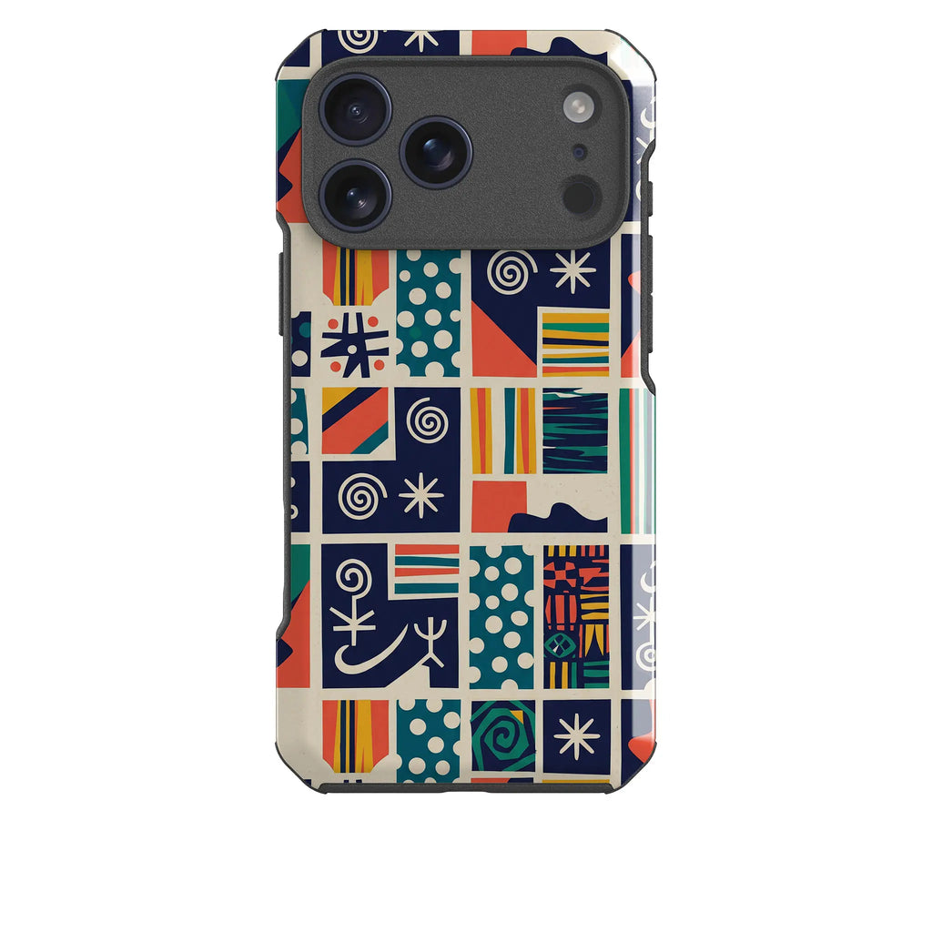 Coastal Indigo Tiles by Ada Okoye — Impact Armour MagSafe Case for iPhone — Finnaij