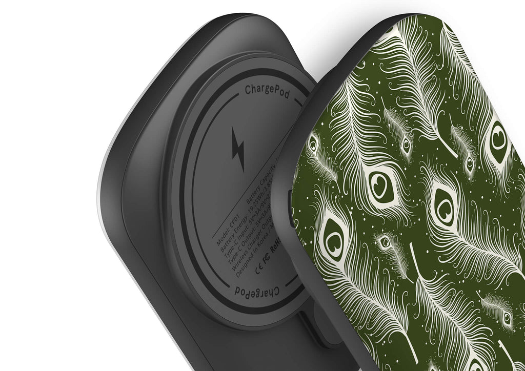 Feathers in Bloom Army Green MagSafe CHARGEPOD — Finnaij