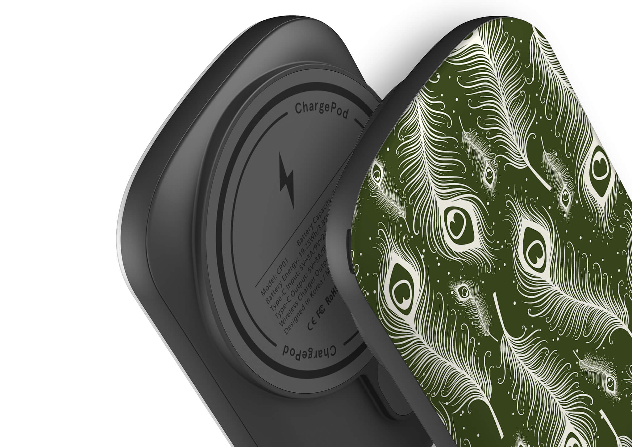 Feathers in Bloom Army Green MagSafe CHARGEPOD — Finnaij