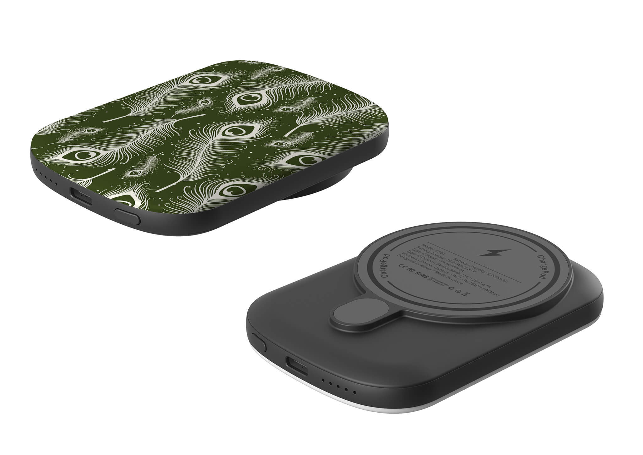 Feathers in Bloom Army Green MagSafe CHARGEPOD — Finnaij