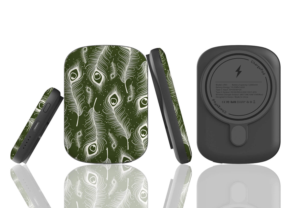 Feathers in Bloom Army Green MagSafe CHARGEPOD — Finnaij
