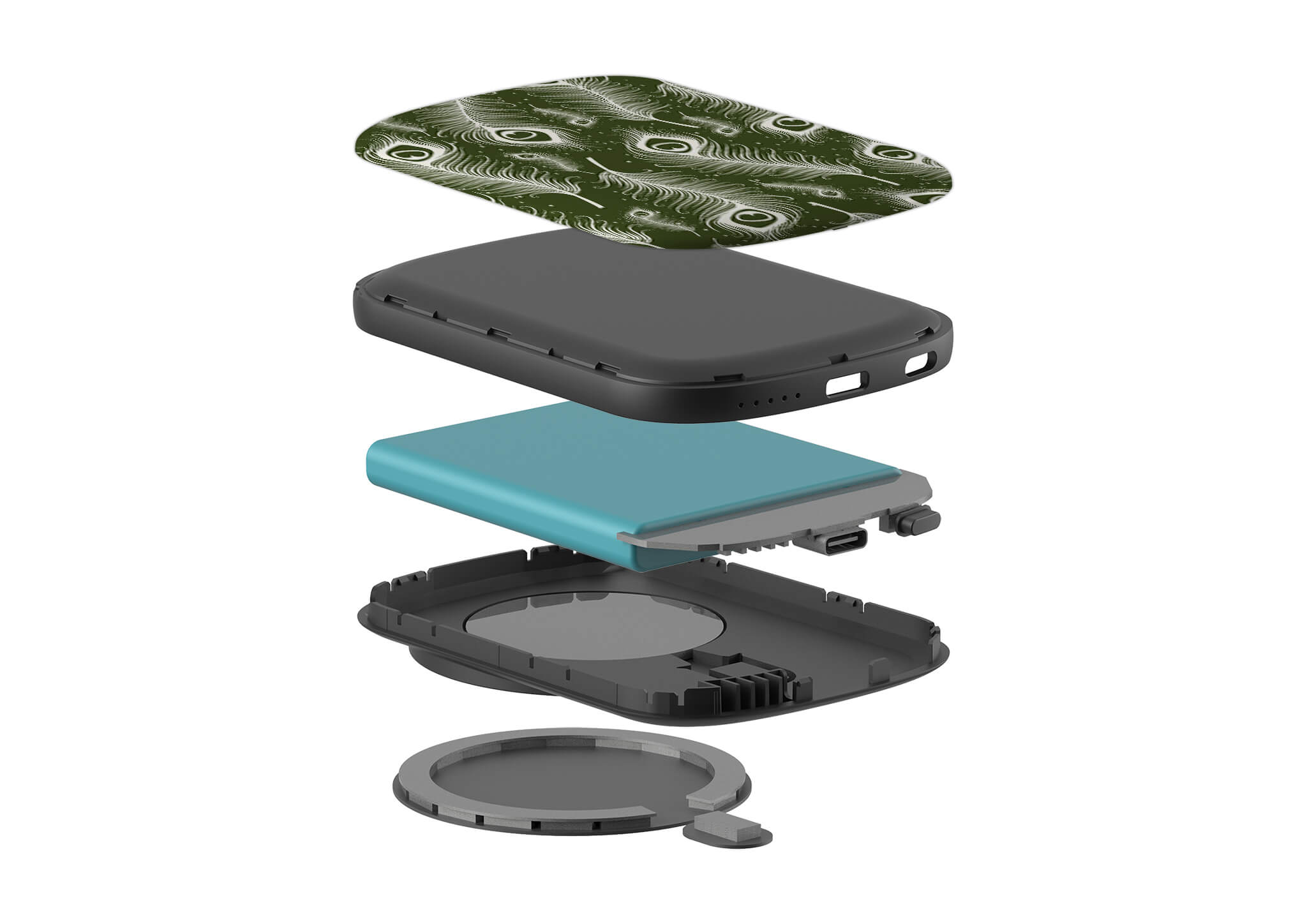 Feathers in Bloom Army Green MagSafe CHARGEPOD — Finnaij