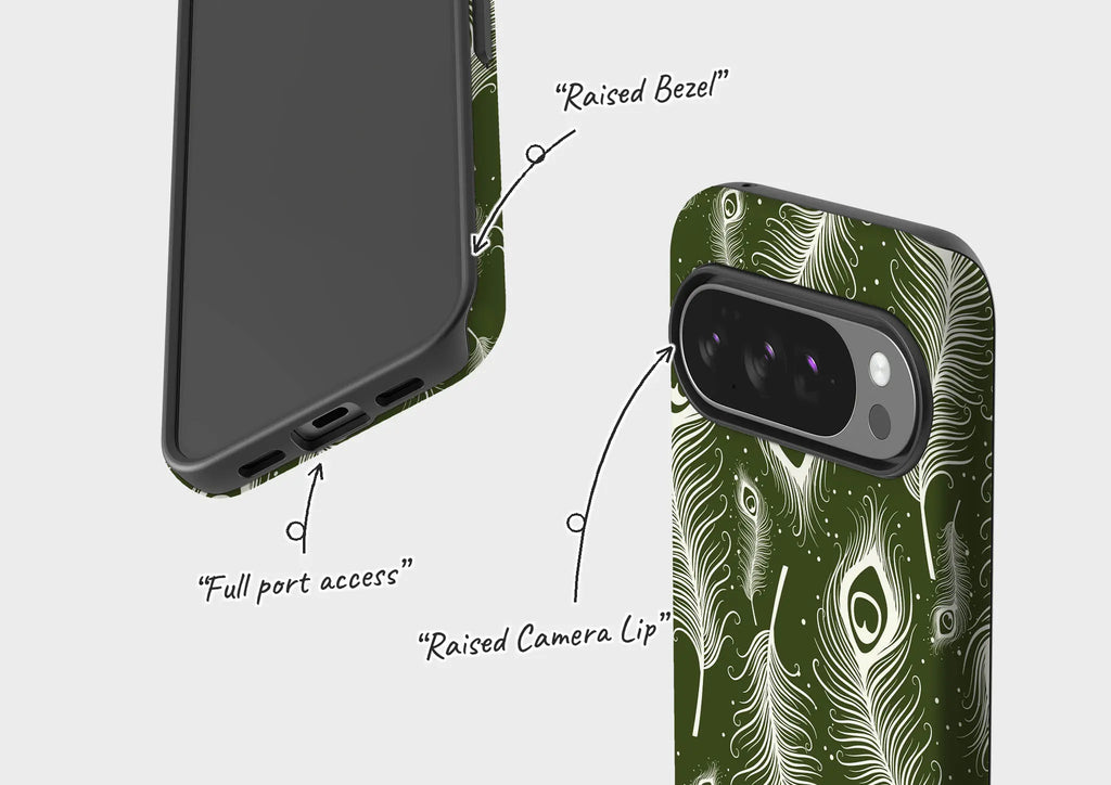 Feathers in Bloom Army Green — Tough Case for Google — Finnaij