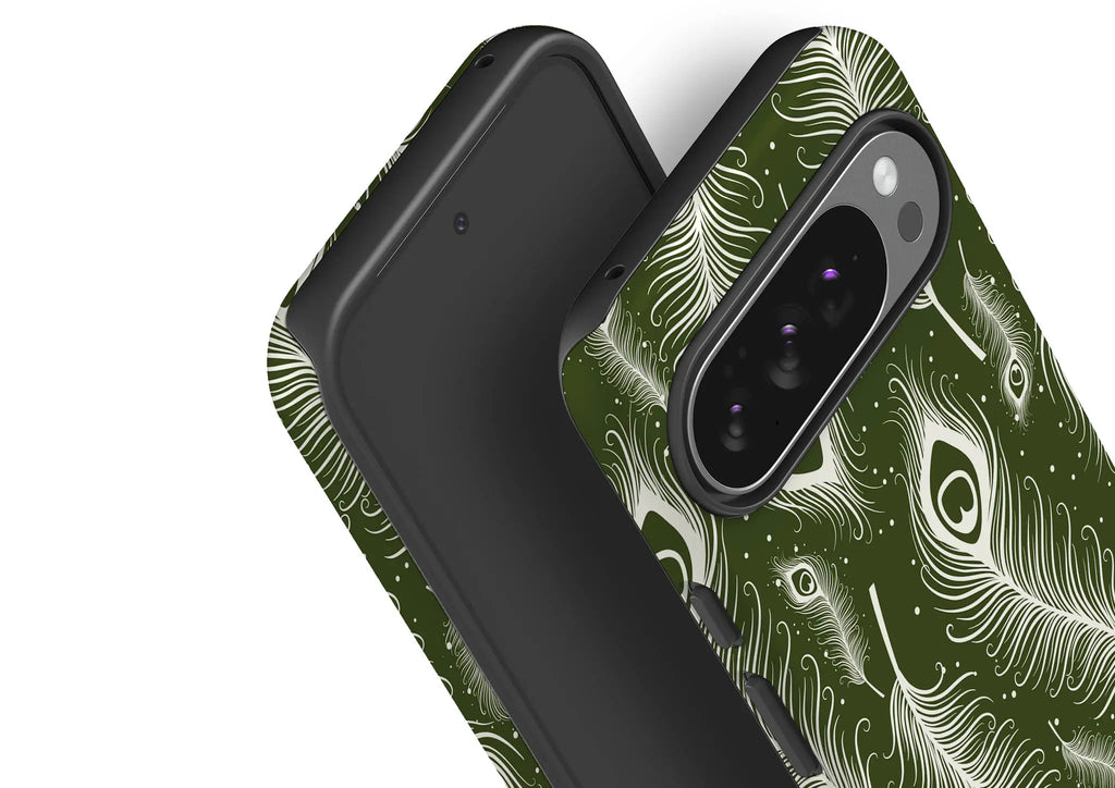 Feathers in Bloom Army Green — Tough Case for Google — Finnaij