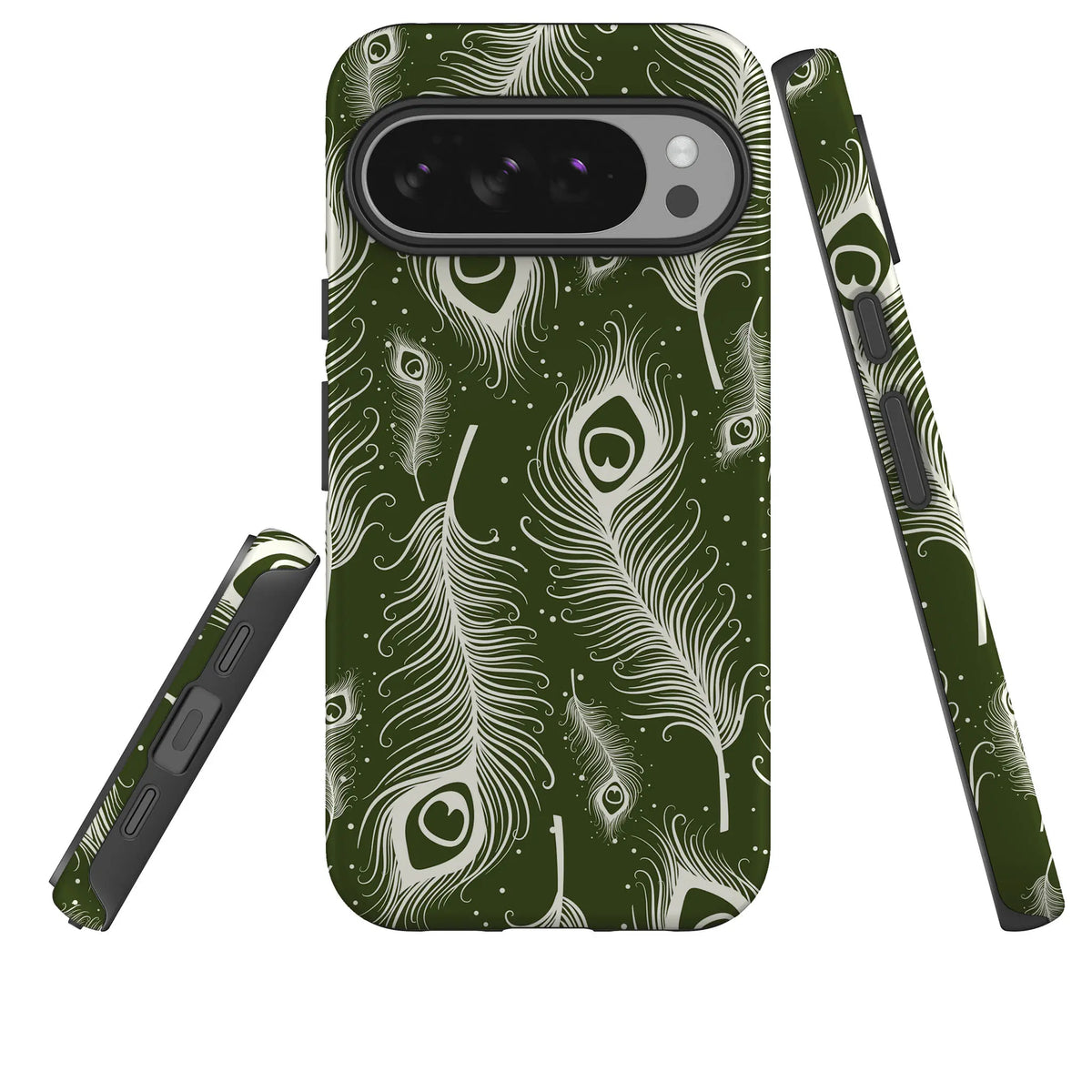 Feathers in Bloom Army Green — Tough Case for Google — Three Quarter — Finnaij
