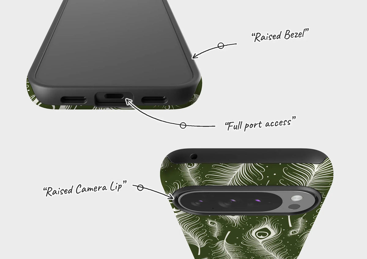 Feathers in Bloom Army Green — Tough Case for Google — Finnaij