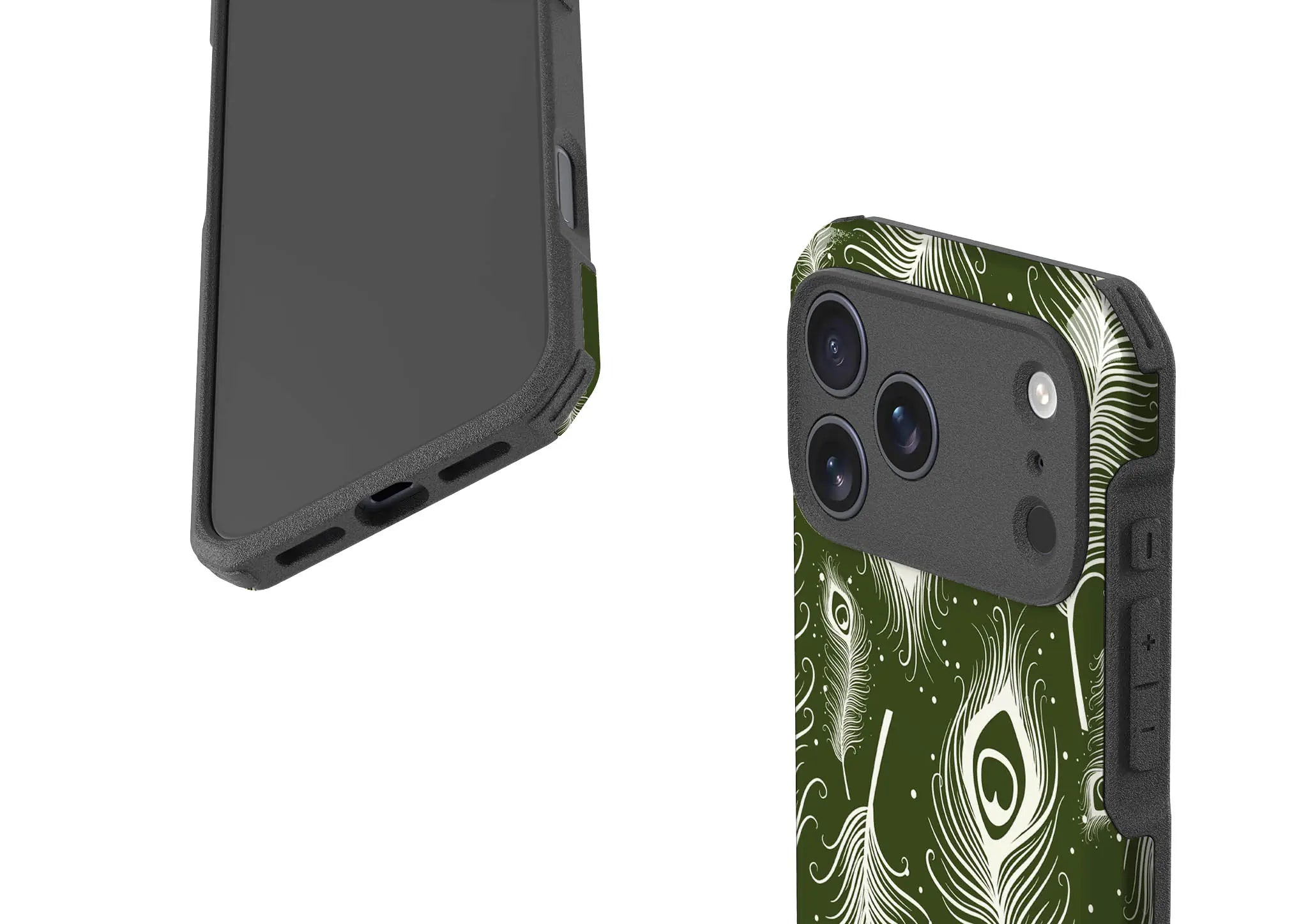 Feathers in Bloom Army Green — Impact Armour MagSafe Case for iPhone — Finnaij