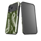 Feathers in Bloom Army Green — Impact Armour MagSafe Case for iPhone — Finnaij