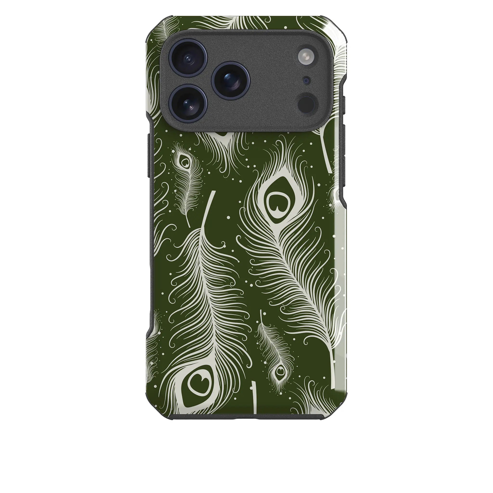 Feathers in Bloom Army Green — Impact Armour MagSafe Case for iPhone — Finnaij