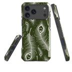 Feathers in Bloom Army Green — Impact Armour MagSafe Case for iPhone — Three Quarter — Finnaij