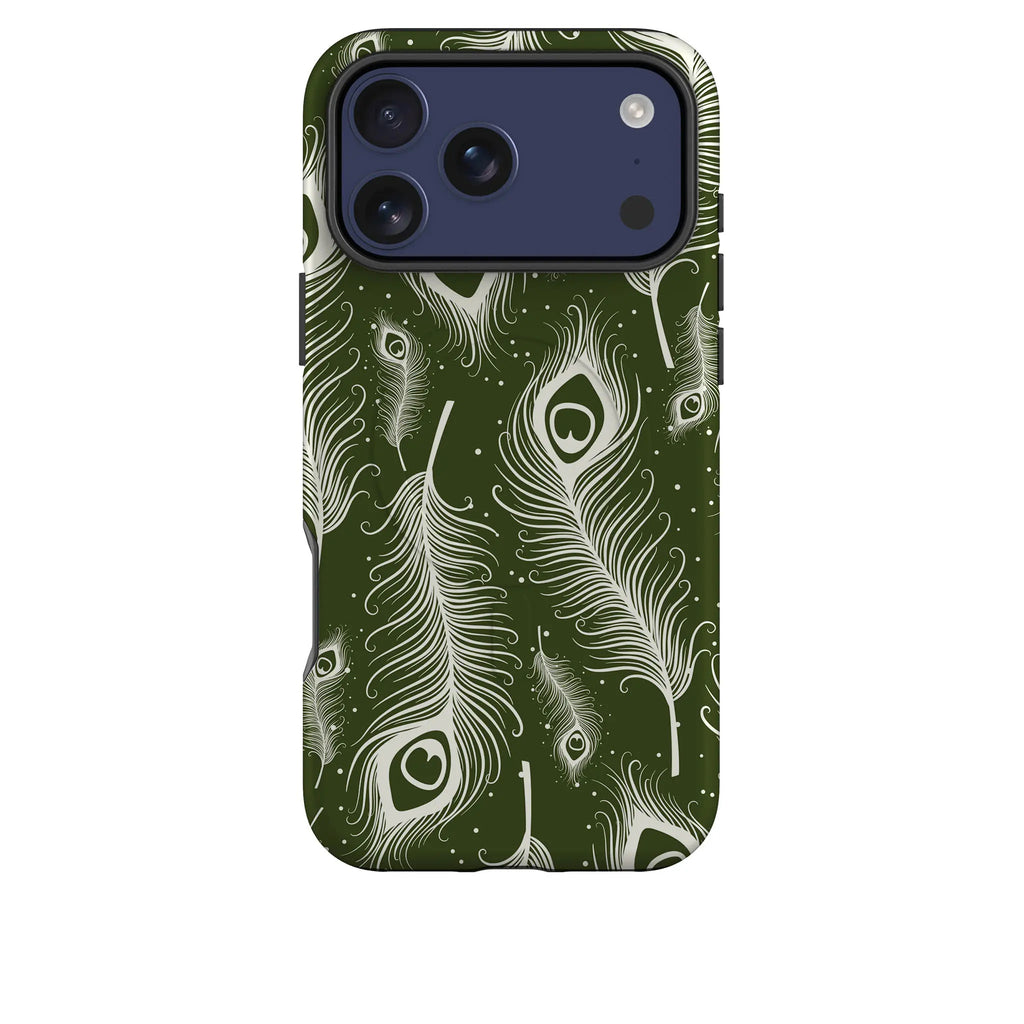 Feathers in Bloom Army Green — Magsafe Tough Case for iPhone — Finnaij