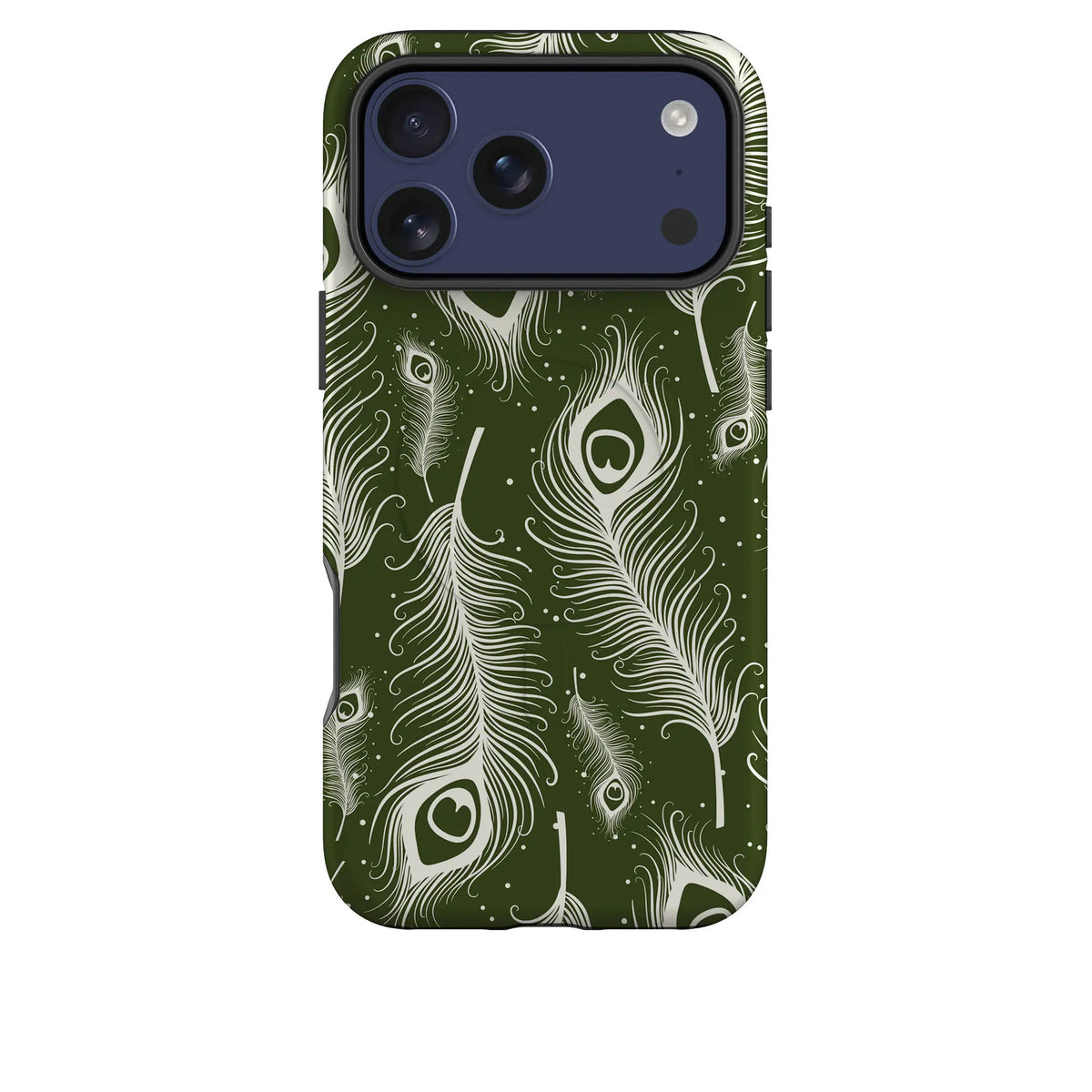 Feathers in Bloom Army Green — Magsafe Tough Case for iPhone — Finnaij