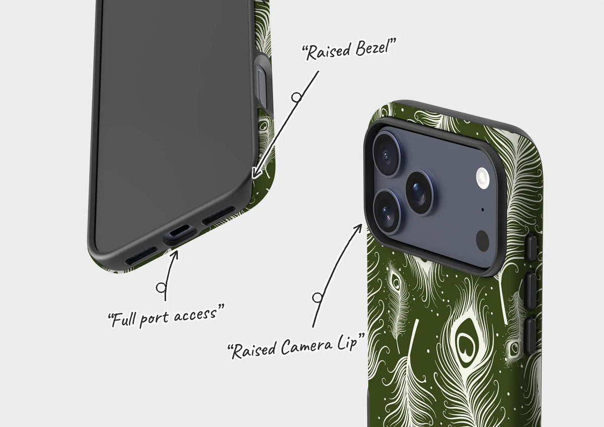 Feathers in Bloom Army Green — Tough Case for iPhone — Finnaij