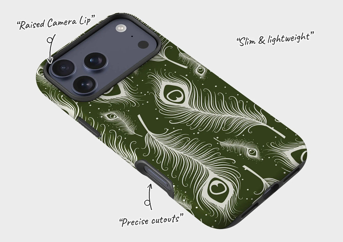 Feathers in Bloom Army Green — Tough Case for iPhone — Finnaij