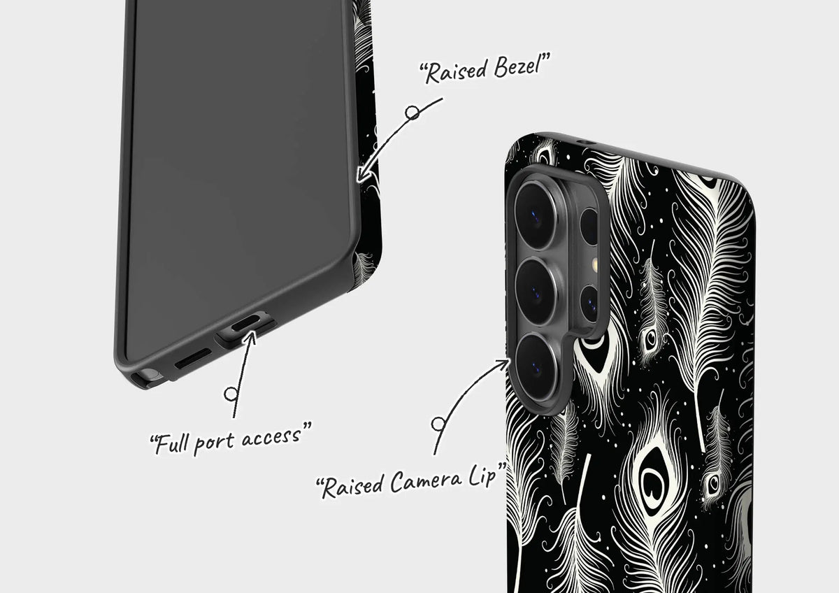Feathers in Bloom Black — Tough Case for Samsung — Finnaij