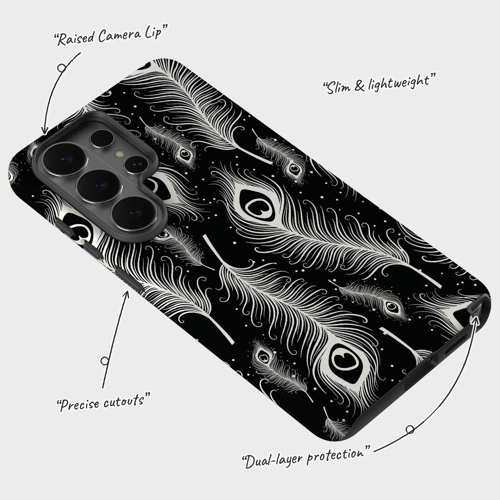 Feathers in Bloom Black — Tough Case for Samsung — Finnaij