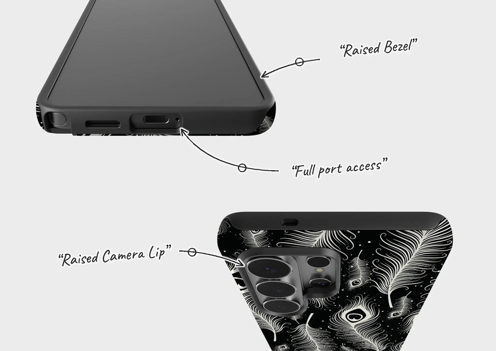 Feathers in Bloom Black — Tough Case for Samsung — Finnaij
