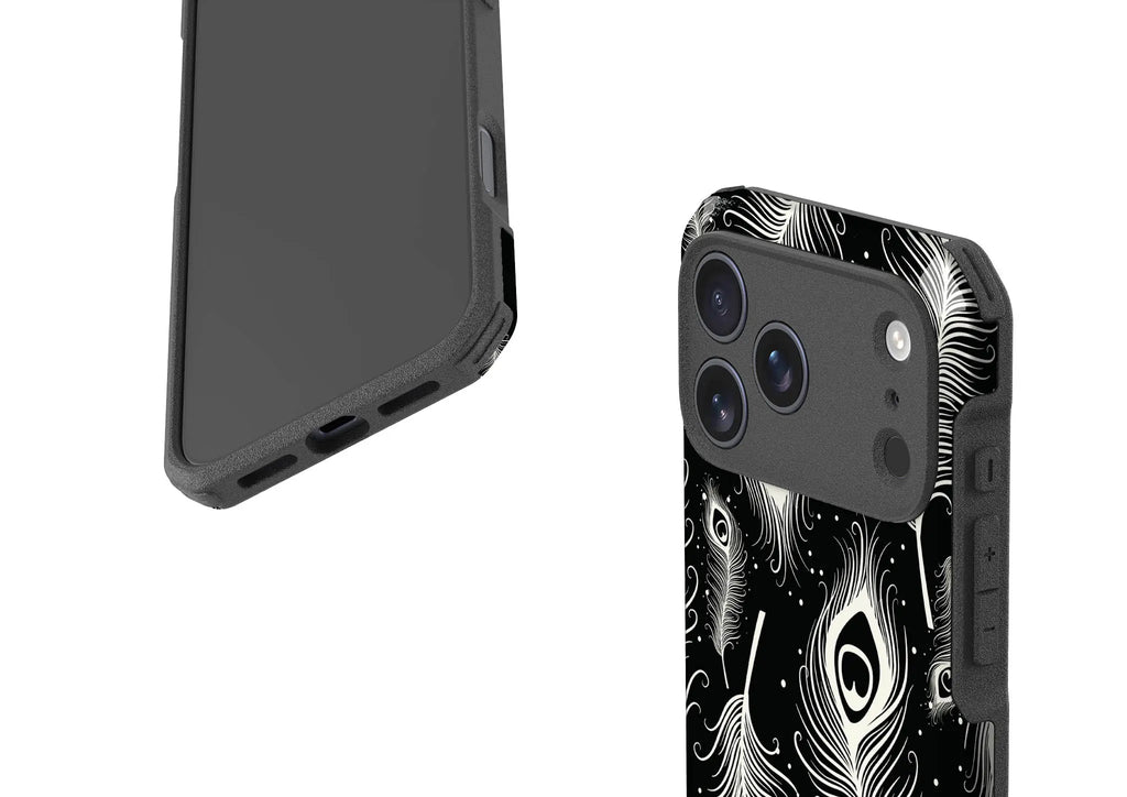 Feathers in Bloom Black — Impact Armour MagSafe Case for iPhone — Finnaij