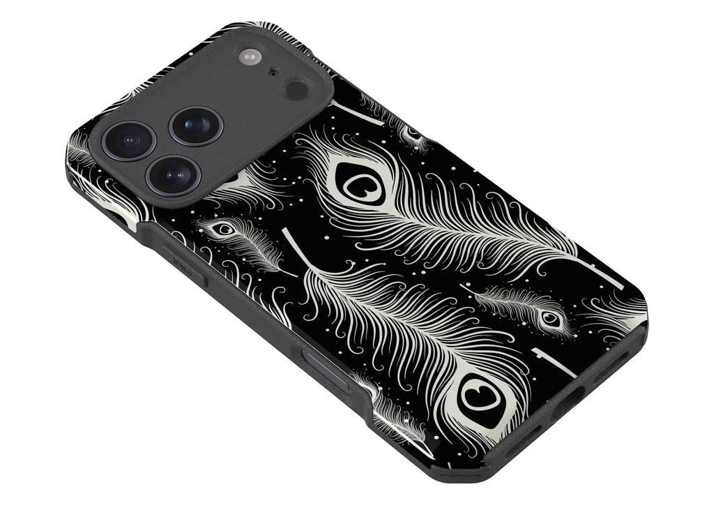Feathers in Bloom Black — Impact Armour MagSafe Case for iPhone — Finnaij