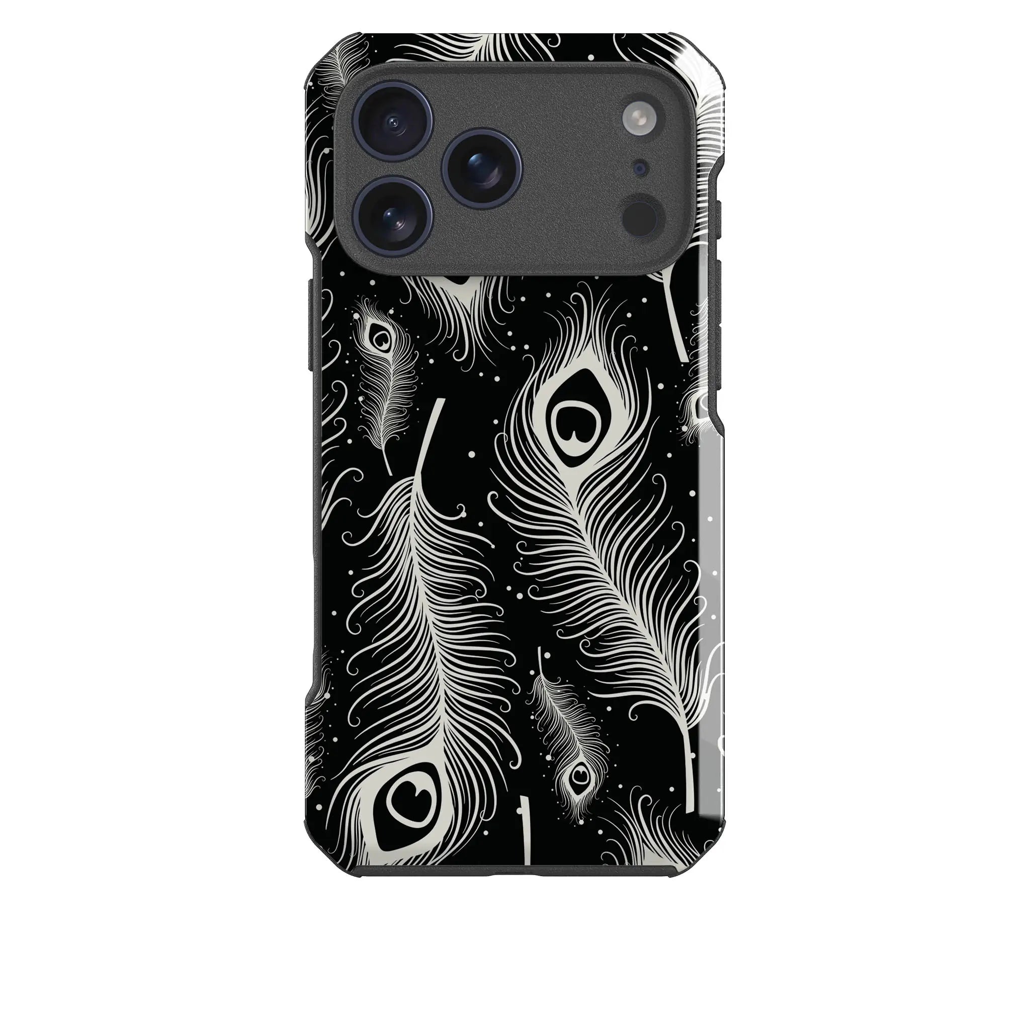 Feathers in Bloom Black — Impact Armour MagSafe Case for iPhone — Finnaij