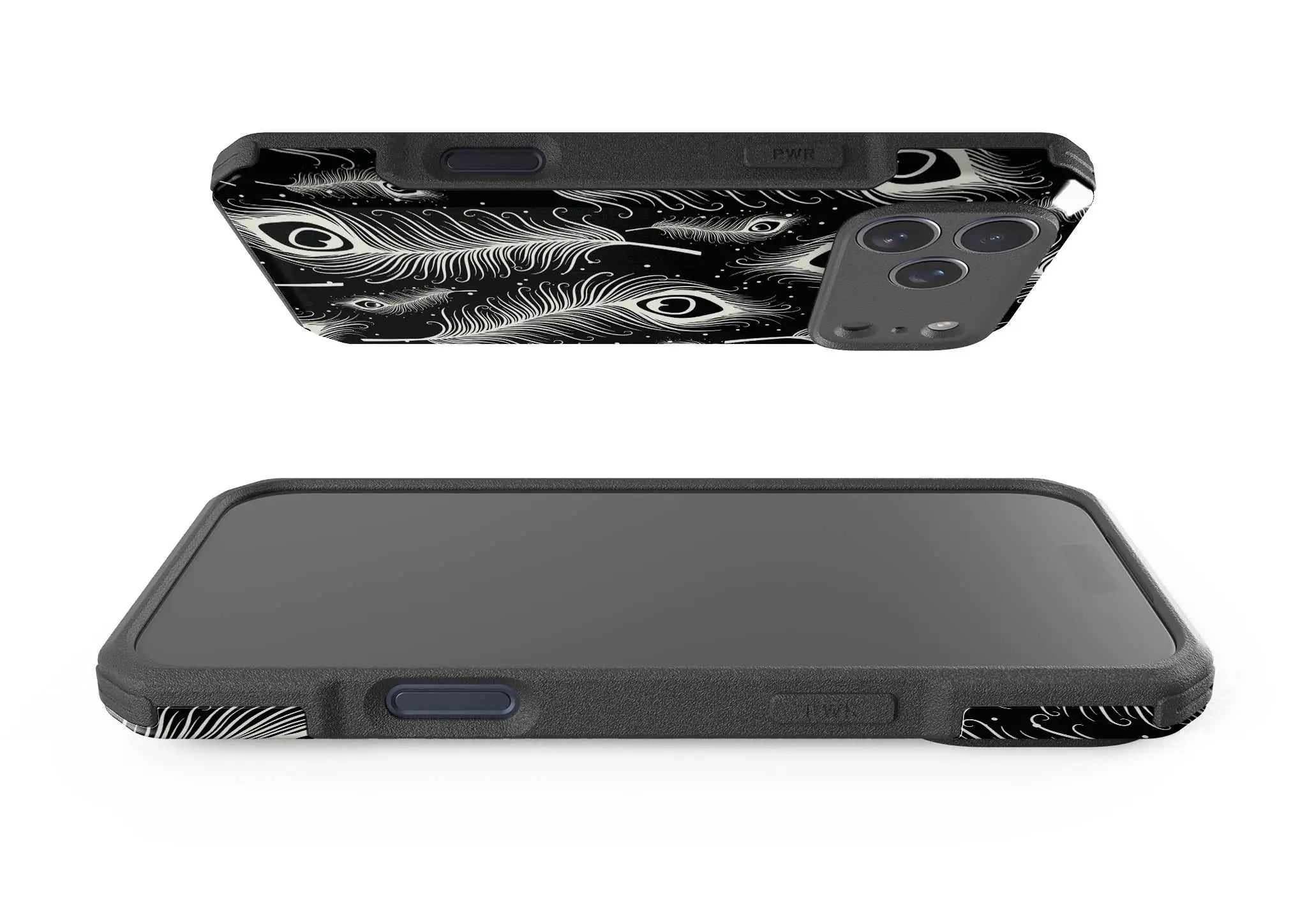 Feathers in Bloom Black — Impact Armour MagSafe Case for iPhone — Finnaij