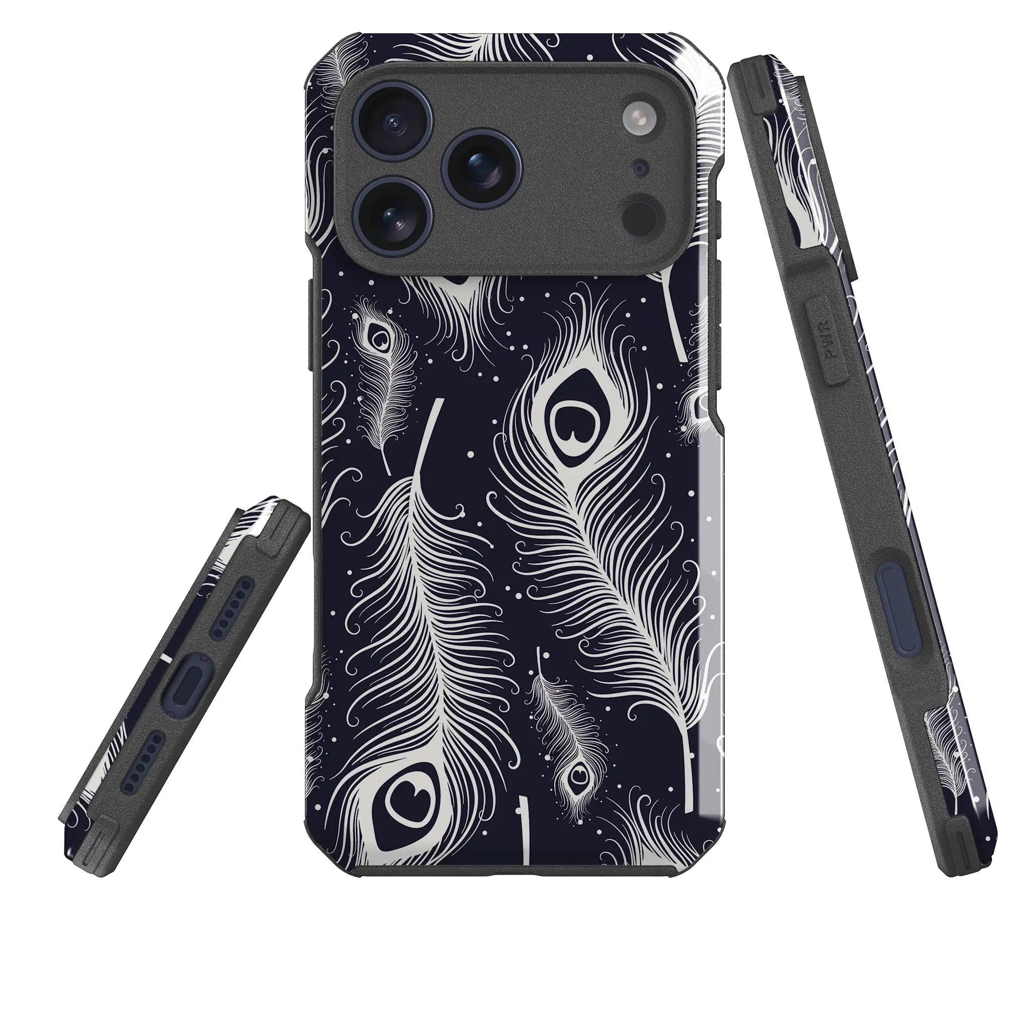 Feathers in Bloom — Impact Armour MagSafe Case for iPhone — Three Quarter — Finnaij
