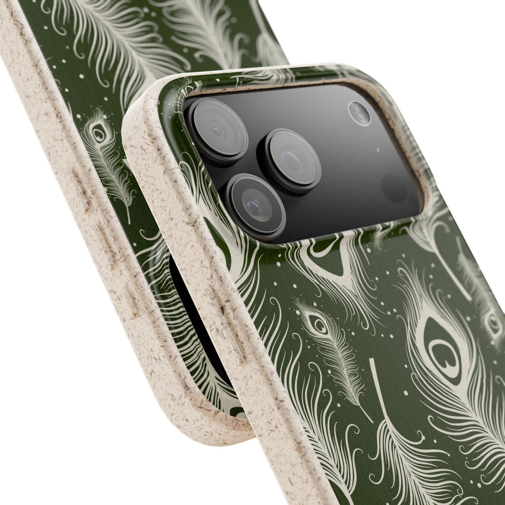 Feathers in Bloom Army Green — iPhone Bio-degradable Case — Finnaij