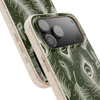 Feathers in Bloom Army Green — iPhone Bio-degradable Case — Finnaij